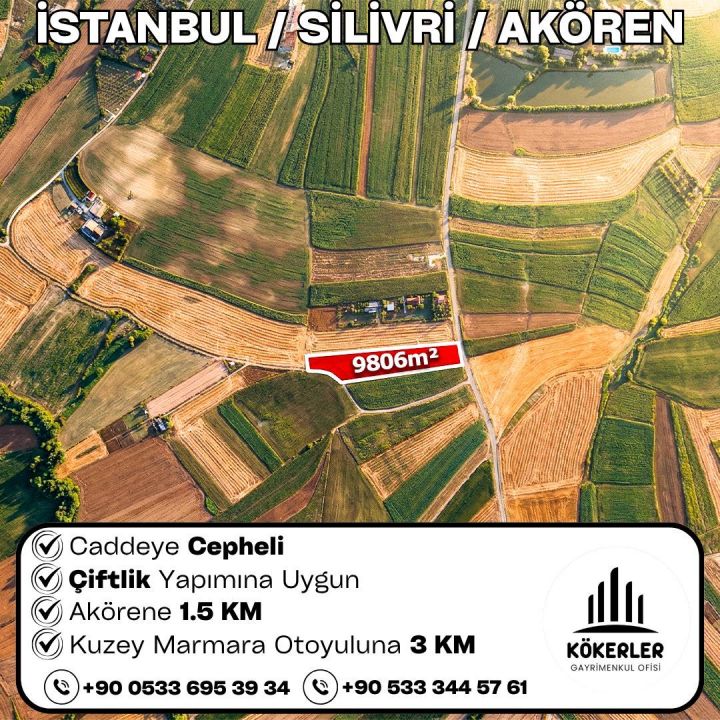 İstanbul Silivri Akören 9.806 m² tarla