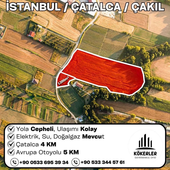 İstanbul Çatalca Çakıl 1.200 m² tarla