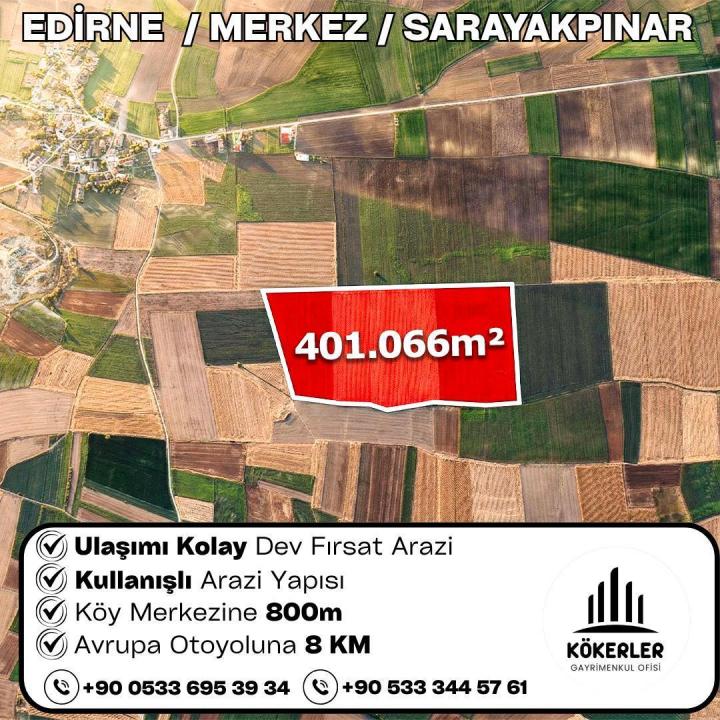 Edirne Merkez Sarayakpınar 401.066 m² arazi