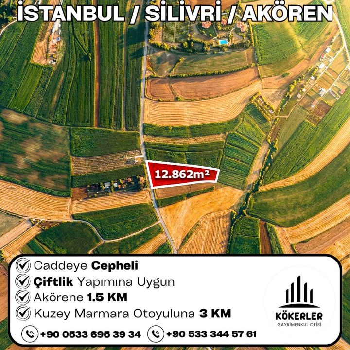 İstanbul Silivri Akören 12.862 m² tarla