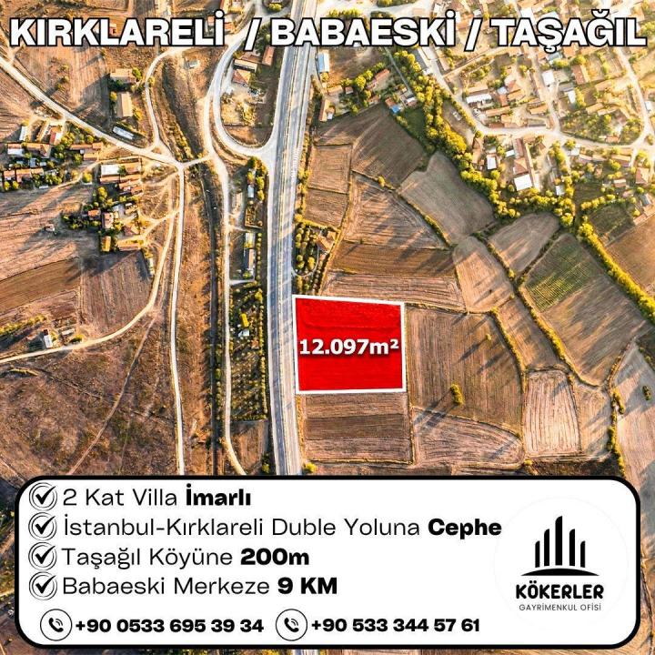 Kırklareli Babaeski Taşağıl 12.097 m² 2 kat villa imarlı arsa