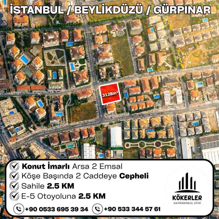 İstanbul Beylikdüzü Gürpınar 3.128 m² konut imarlı arsa