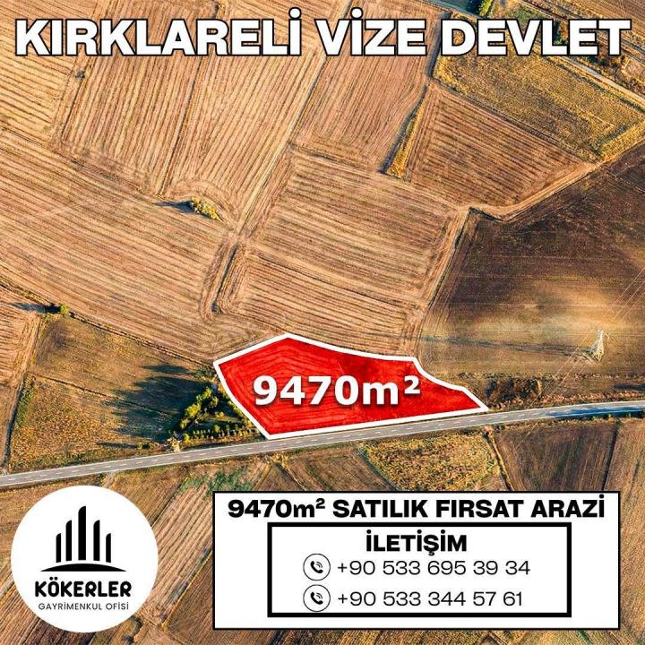 Kırklareli Vize Devlet 9.470 m² arazi