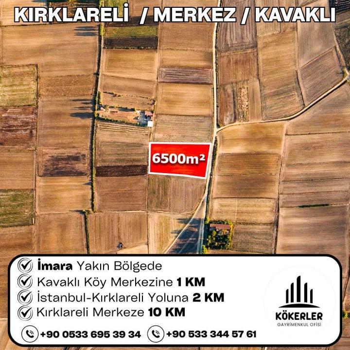 Kırklareli Merkez Kavaklı 6.500 m² tarla
