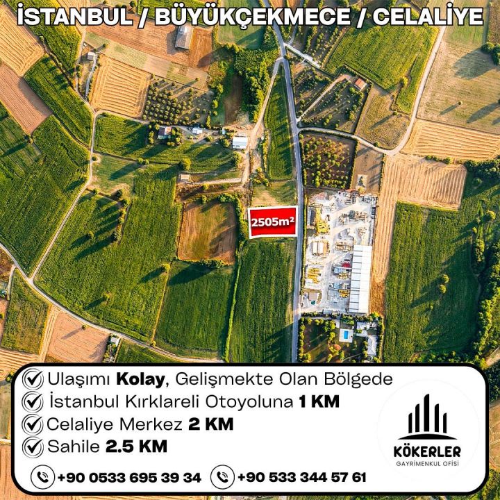 İstanbul Büyükçekmece Celaliye 2.505 m² tarla