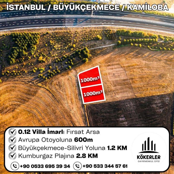İstanbul Büyükçekmece Kamiloba 2 adet 1.000 m² villa imarlı arsa