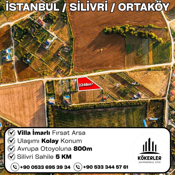 İstanbul Silivri Ortaköy 2.248 m² villa imarlı arsa